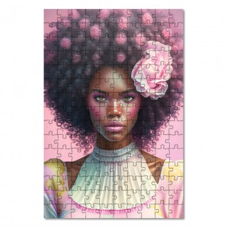 Dřevěné puzzle Růžové afro