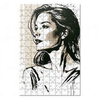 Dřevěné puzzle Malba tužkou - žena
