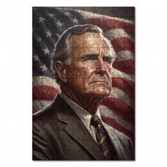 Dřevěné puzzle Prezident USA George H. W. Bush