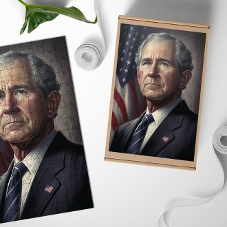 Dřevěné puzzle Prezident USA George W. Bush