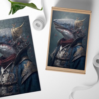 Dřevěné puzzle Bojovník dravá ryba