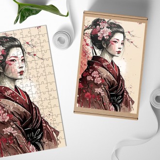 Dřevěné puzzle Japonská žena 2