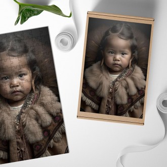 Dřevěné puzzle Indiánská dívka 1