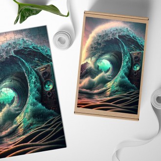 Dřevěné puzzle Zvuková vlna