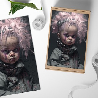 Dřevěné puzzle Strašidelná holčička