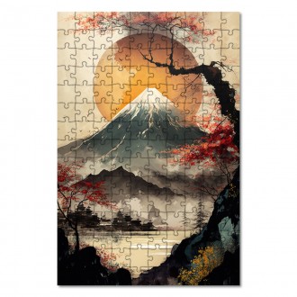 Dřevěné puzzle Západ slunce nad japonskem