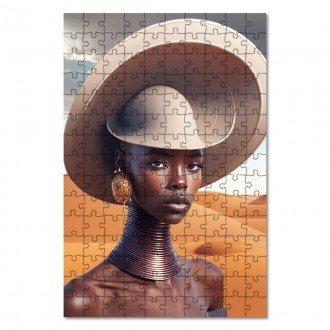Dřevěné puzzle Modelka v klobouku 1