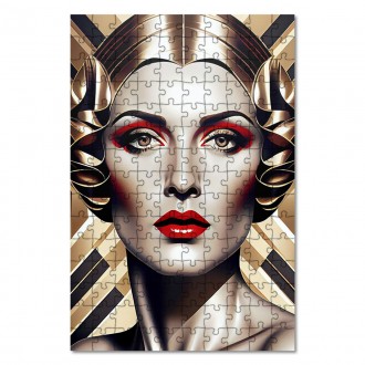 Dřevěné puzzle Retro plakát - žena 1