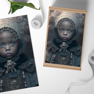 Dřevěné puzzle Děsivá malá dívka