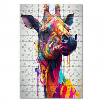 Dřevěné puzzle Žirafa v barvách