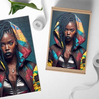 Dřevěné puzzle Móda - dredy 1