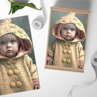 Dřevěné puzzle Móda - dítě houba muchomůrka