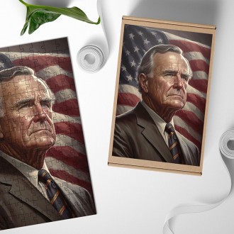 Dřevěné puzzle Prezident USA George H. W. Bush