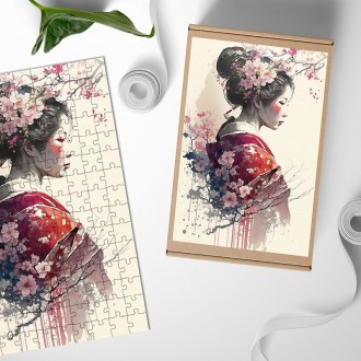 Dřevěné puzzle Japonská dívka se sakurami 2