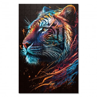 Dřevěné puzzle Tygr v barvách
