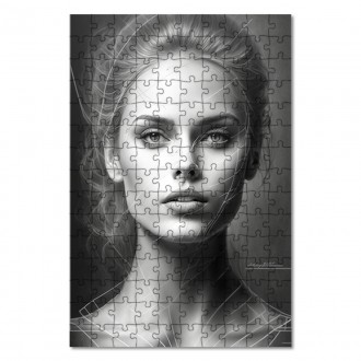 Dřevěné puzzle Černobílý portrét