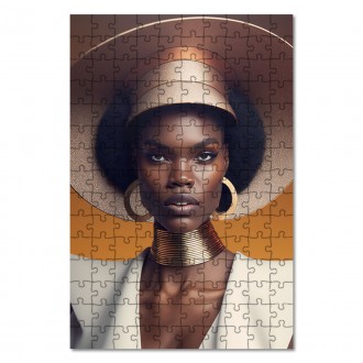 Dřevěné puzzle Modelka v klobouku