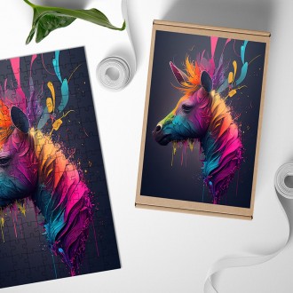 Dřevěné puzzle Osel v barvách