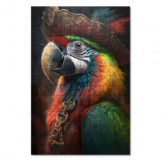 Dřevěné puzzle Papoušek pirát 2
