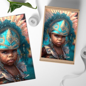 Dřevěné puzzle Dítě v karnevalové masce 2