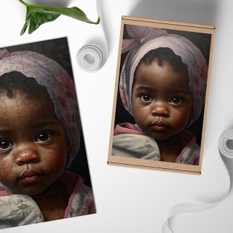 Dřevěné puzzle Malá holčička v šátku