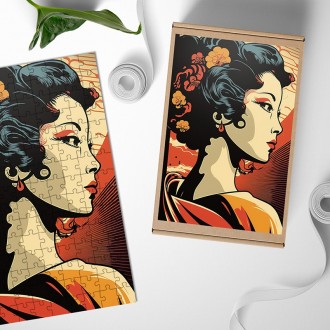 Dřevěné puzzle Malba - Gejša