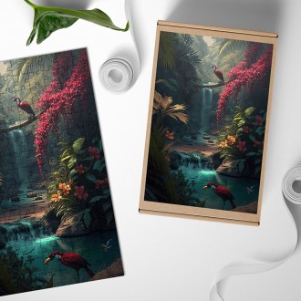 Dřevěné puzzle Vodopád v pralese