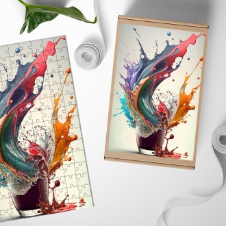 Dřevěné puzzle Barevná exploze nápoje