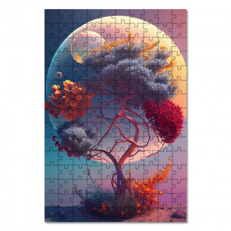 Dřevěné puzzle Vesmírná příroda - rozkvetlý strom