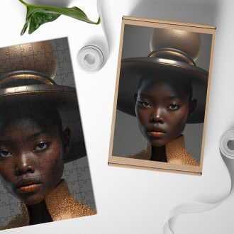 Dřevěné puzzle Modelka v klobouku 4