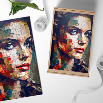 Dřevěné puzzle Moderní umění - barevná mozaika