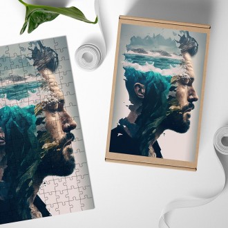 Dřevěné puzzle Myšlenkami u oceánu