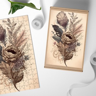 Dřevěné puzzle Květinová koláž 4