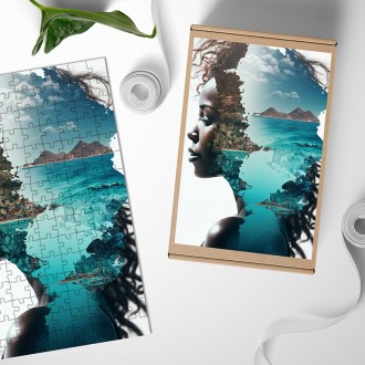 Dřevěné puzzle Myšlenkami na pláži