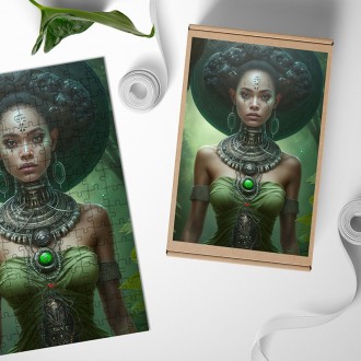 Dřevěné puzzle Fantasy vesmírná cestovatelka 3