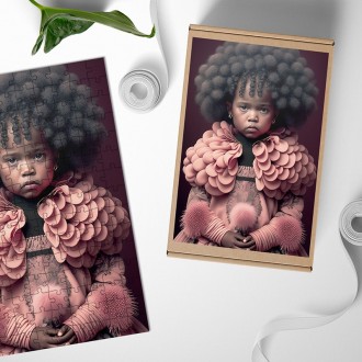 Dřevěné puzzle Malá dívka v kabátu