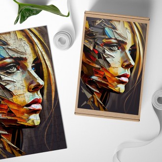 Dřevěné puzzle Olejomalba - Abstraktní tvář