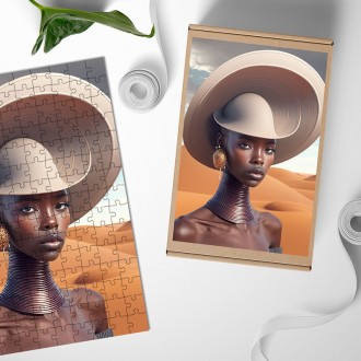Dřevěné puzzle Modelka v klobouku 1