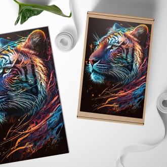 Dřevěné puzzle Tygr v barvách