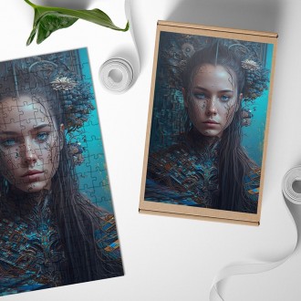 Dřevěné puzzle Žena z budoucnosti