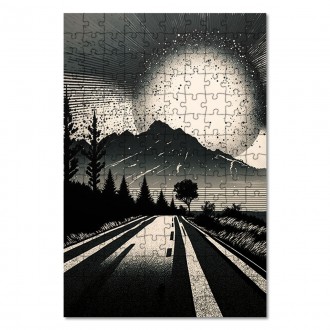 Dřevěné puzzle Černobílá cesta