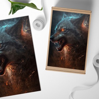 Dřevěné puzzle Zlý vlk