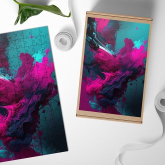 Dřevěné puzzle Barevný inkoust 1