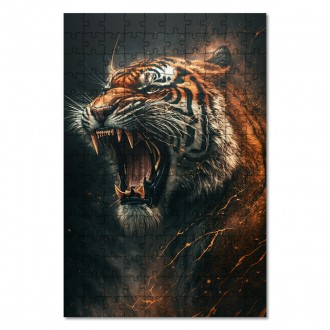 Dřevěné puzzle Řev tygra