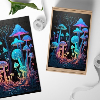 Dřevěné puzzle Kouzelný houbový les