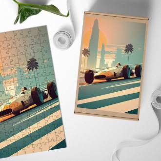 Dřevěné puzzle Retro formule