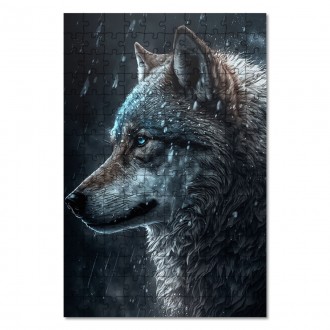 Dřevěné puzzle Vlk sněžení