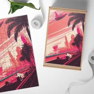 Dřevěné puzzle Závodní auto