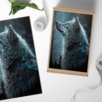 Dřevěné puzzle Krajina vlků 1