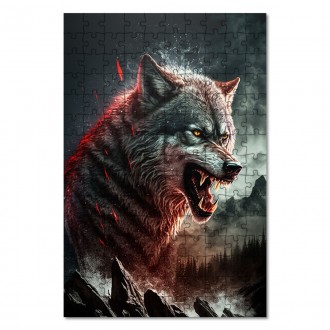 Dřevěné puzzle Krvelačný vlk